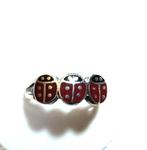 Kinder ring zilver 925 met 3 lieveheersbeestjes - maat 15, Ophalen of Verzenden, Dame, Zilver, Zilver