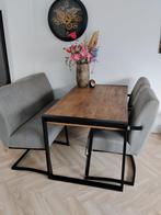 Eetkamerset: Tafel, bank en stoelen, Gebruikt, 100 tot 150 cm, 50 tot 100 cm, Vier personen