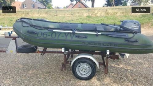 Quicksilver opblaasboot, buitenboordmotor 20 PK, trailer, Watersport en Boten, Rubberboten, Gebruikt, Quicksilver, Aluminium, Minder dan 70 pk