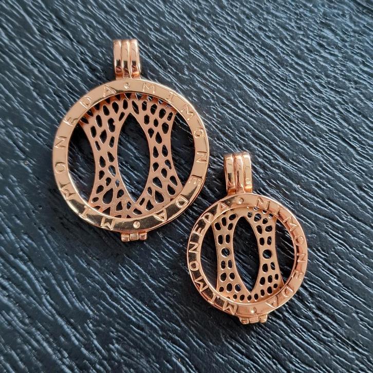 Prachtige set Mi Moneda Classic pendanten rose goud, Sieraden, Tassen en Uiterlijk, Kettinghangers, Zo goed als nieuw, Zilver