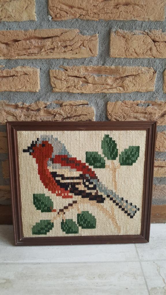 geborduurde schilderijen, Huis en Inrichting, Woonaccessoires | Schilderijen, Tekeningen en Foto's, Zo goed als nieuw, Schilderij