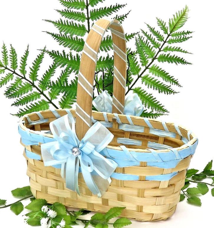 Prachtige blauwe ovale strooimandje., Hobby en Vrije tijd, Feestartikelen, Nieuw, Feestartikel, Geboorte of Huwelijk, Ophalen of Verzenden