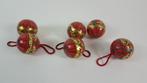6 rode kerstballen, papier mache. W2, Diversen, Kerst, Tweedehands verkoop, Tweedehands verkoop, Gebruikt, Ophalen of Verzenden