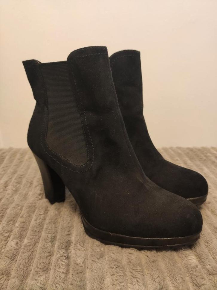 Lage enkellaarzen met hoge hak - zwart - maat 37, Kleding | Dames, Schoenen, Zo goed als nieuw, Zwart, Ophalen of Verzenden