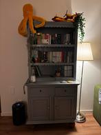 Blauwe kast met boekenkast - 92x47x185 cm, Ophalen, Overige materialen, Gebruikt, 50 tot 100 cm