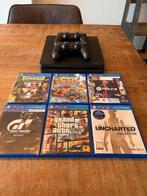 Sony PS4 Slim 500GB – Compleet + 2 controllers + 6 games, 500 GB, Met 2 controllers, Ophalen of Verzenden, Zo goed als nieuw