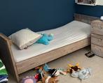 Steigerhouten Bed + Wandplank, Ophalen, 85 tot 100 cm, Gebruikt, Lattenbodem