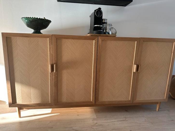 Te Koop: Dressoir Tulang Loods 5  licht eiken 180x42x91 cm, Huis en Inrichting, Kasten | Dressoirs, Zo goed als nieuw, 150 tot 200 cm