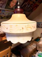 Vintage hanglamp met bloemmotief, Ophalen of Verzenden, Gebruikt, Glas, Minder dan 50 cm