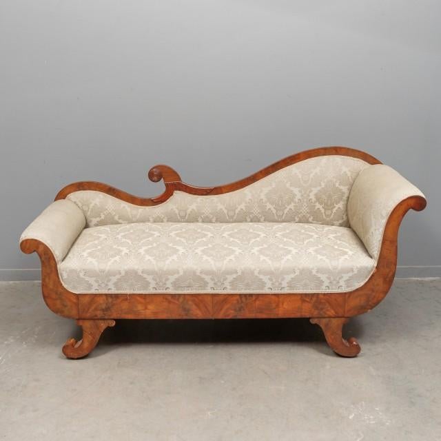 Biedermeier canapé met damasten bekleding, Gebruikt, Minder dan 75 cm, 150 tot 200 cm, Tweepersoons