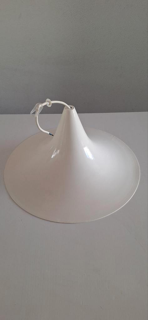 Vintage Witte Hanglamp, Huis en Inrichting, Lampen | Hanglampen, Gebruikt, Minder dan 50 cm, Kunststof, Ophalen of Verzenden