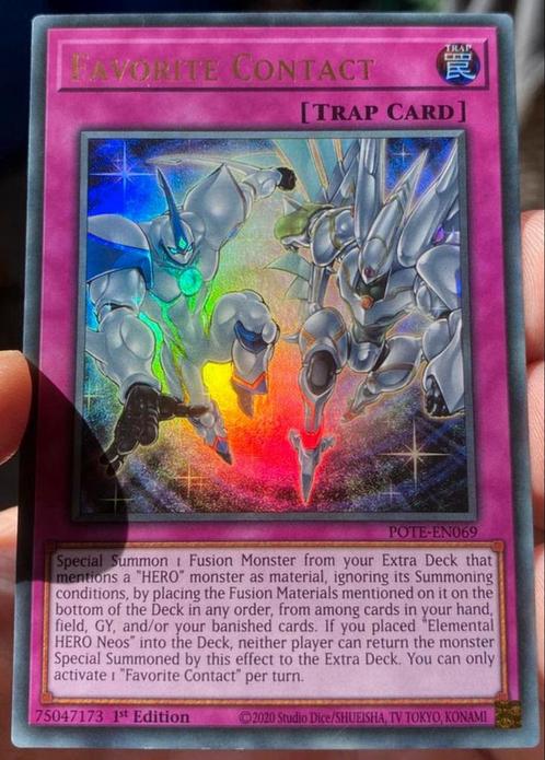 Yu-Gi-Oh! Favorite Contact POTE 1st Edition !, Hobby en Vrije tijd, Verzamelkaartspellen | Yu-gi-Oh!, Zo goed als nieuw, Losse kaart