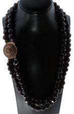 Granaat antieke robuuste ketting dames 14k gouden slot fraai, Ophalen of Verzenden, Goud, Ketting, Met edelsteen