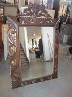 Mooie eikenhouten uitgestoken spiegel antiek, Gebruikt