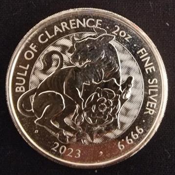 2 oz Tudor's Beasts Bull of Clarence Zilver Munt 2023 beschikbaar voor biedingen