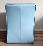 Blauwe leren fauteuil - strak model, Huis en Inrichting, Gebruikt, Minder dan 75 cm, Leer, Ophalen of Verzenden