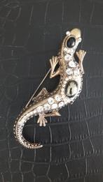 Broche salamander, hagedis met steentjes strass, Ophalen of Verzenden, Overige materialen, Met strass