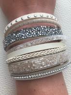 Luxury Avenue armband beige antracite Swarovski kristallen, Met strass, Beige, Nieuw, Leer