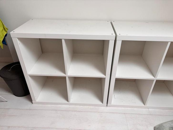 2x IKEA Kallax kast, 4 vakken, wit, Huis en Inrichting, Kasten | Boekenkasten, Gebruikt, 50 tot 100 cm, Minder dan 100 cm, 25 tot 50 cm