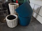 Bloempotten binnen 2x blauw 3x grijs, Blauw, Aardewerk of Porselein, Ophalen of Verzenden, Zo goed als nieuw