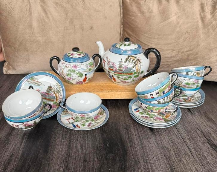 Antiek traditioneel Chinees theeservies, Antiek en Kunst, Antiek | Servies compleet, Ophalen of Verzenden