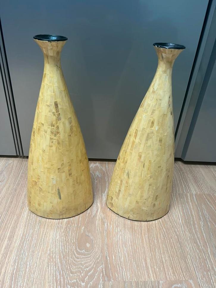 ZGAN 2 Grote met parelmoer ingelegde decoratieve vazen!, Huis en Inrichting, Woonaccessoires | Vazen, Zo goed als nieuw, Overige kleuren