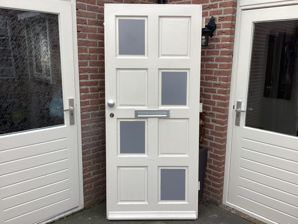 Hardhouten Voordeur Linksdraaiend 211,5x93x4cm Oplegslot, Ophalen of Verzenden, Zo goed als nieuw, Buitendeur, 200 tot 215 cm