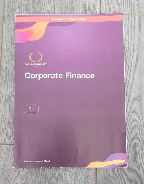 Corporate Finance -Athena Summary, Boeken, Studieboeken en Cursussen, WO, Ophalen of Verzenden