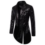 Heren lang zwart glitter colbert mannen zwarte blazer jas, Kleding | Heren, Nieuw, Zwart, Verzenden