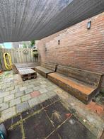 Steigerhouten loungebank (3-delig) met Madison kussens, Ophalen, Gebruikt, Steigerhout, Bank