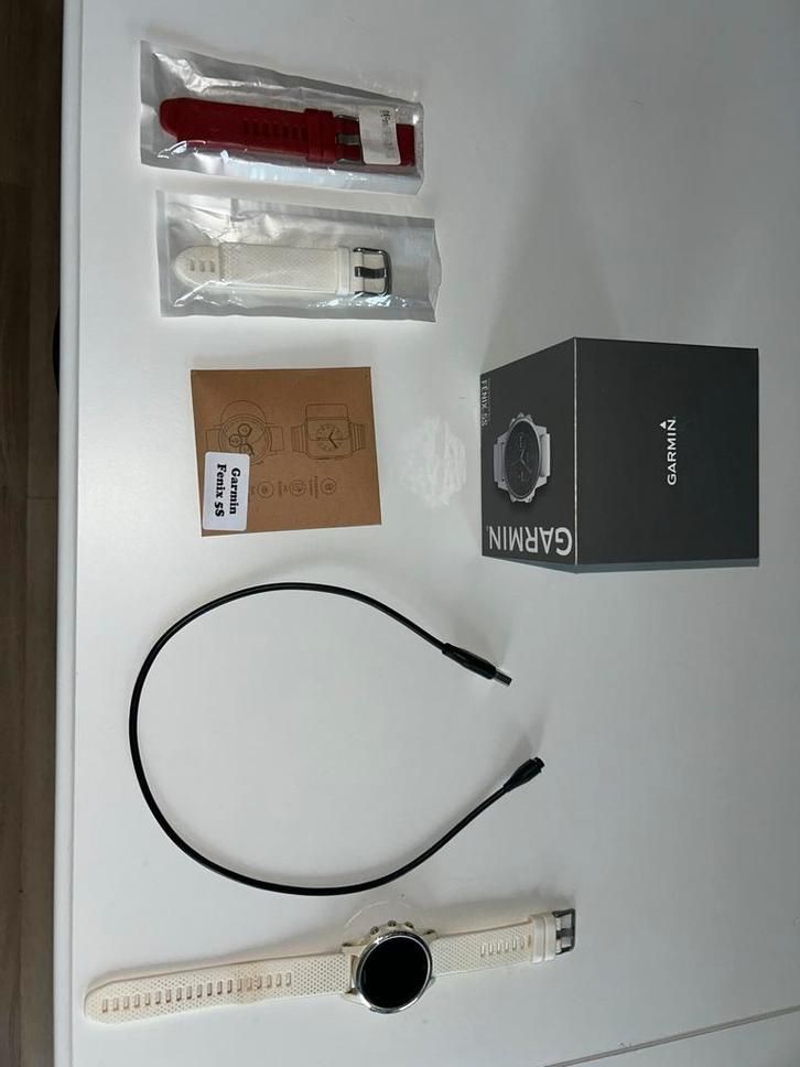 Garmin Fenix 5S - Inclusief extra’s!, Sieraden, Tassen en Uiterlijk, Smartwatches, Gebruikt, iOS, Wit, Afstand, Calorieverbanding