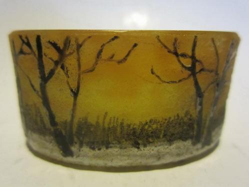 Miniatuur cameo glas Daum Nancy sneeuwlandschap, Antiek en Kunst, Antiek | Glas en Kristal, Verzenden