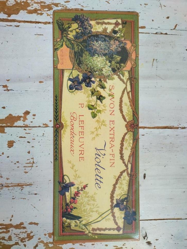 Vintage Savon Violette Metalen Plaat, Antiek en Kunst, Antiek | Wandborden en Tegels, Ophalen of Verzenden