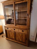 Massief houten buffet/vitrinekast 145 cm breed., Ophalen, 100 tot 150 cm, 200 cm of meer, Zo goed als nieuw