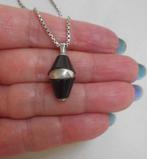Zilveren ketting met hanger onyx nr.1121, Met hanger, Verzenden, Zo goed als nieuw, Zilver