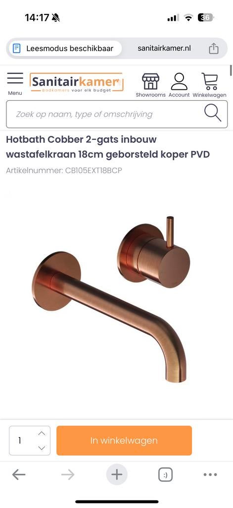 2x Hotbath kraan met PVD coating - Nieuw in doos, Ophalen of Verzenden, Nieuw