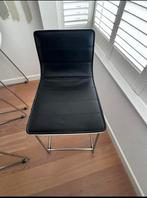 Zwarte lederen bar krukken set, Huis en Inrichting, Stoelen, Ophalen, Zwart, Zo goed als nieuw, Metaal