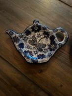 Bunzlau theetip en petit four schaaltje, Gebruikt, Porselein of Keramiek, Schaal, Ophalen of Verzenden