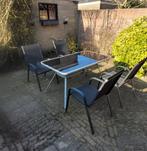 Tuintafel met 4 stoelen, Tuin en Terras, Tuintafels, Ophalen, Gebruikt, Rechthoekig, Overige materialen