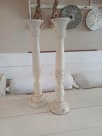 2 hoge creme kleurige kaarsenstandaards, Ophalen of Verzenden