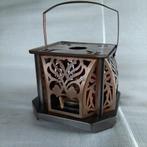 Antiek theelicht met brander en rood glas, Ophalen