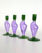 Lila and green glass candlesticks by &Klevering, Ophalen of Verzenden