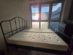 IKEA stalen bedframe + twee matrassen, Ophalen, Zwart, Tweepersoons, 200 cm