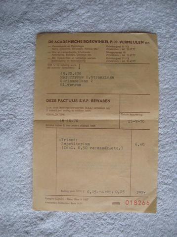 kwitantie van: De Academische Boekhandel P.H Vermeulen A'dam beschikbaar voor biedingen