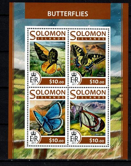 solomon isl 2017 pf blok vlinders insecten butterflies 2, Postzegels en Munten, Postzegels | Thematische zegels, Postfris, Dier of Natuur