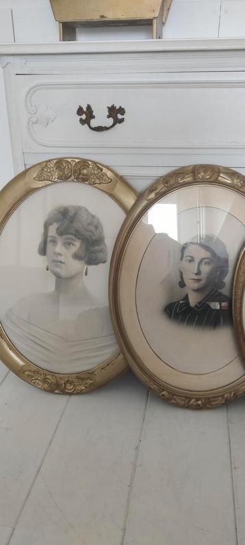 Oude Franse portretten tekeningen,foto beschikbaar voor biedingen