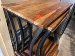 Bijzettafel Set Mango Hout & Staal, Ophalen, Minder dan 45 cm, Minder dan 55 cm, Vierkant
