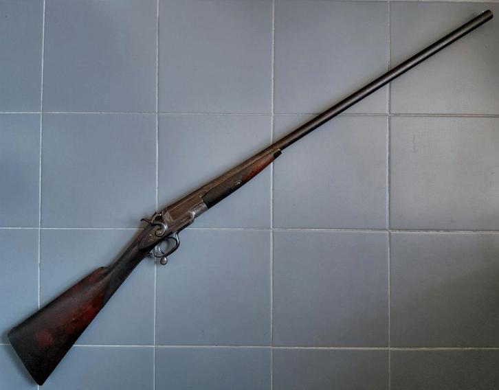 Antiek Engels enkelloops hagel geweer kal 12 zwartkruit, Antiek en Kunst, Antiek | Overige Antiek, Ophalen of Verzenden