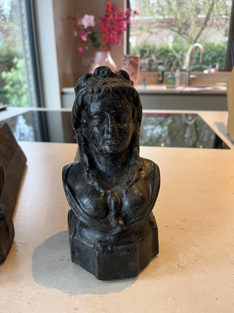 Antieke gietijzeren haard bokken, Ophalen of Verzenden, Gebruikt, Vrijstaande haard, Houthaard