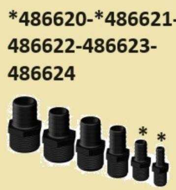Slangtule, recht met buitendraad ½" x Ø13 mm + ¾" x Ø19 mm beschikbaar voor biedingen